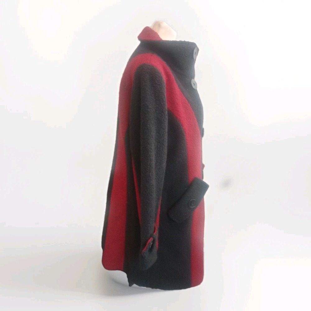 Mark Reed Red Black Statement Wool Trench Dress Jacket Size 12P Lined Old Money - Picture 3 of 13